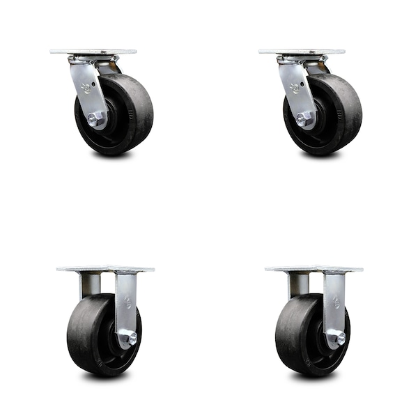 5 Inch Glass Filled Nylon Caster Set with Ball Bearings 2 Swivel 2 Rigid SCC